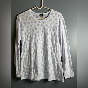 Disney's Mickey Infinity Pattern White Sheer Disney's Long-Sleeve T-shirt PJ Top